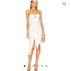 michael costello x revolve dorothea white cut-out ruffle detail midi dress XL